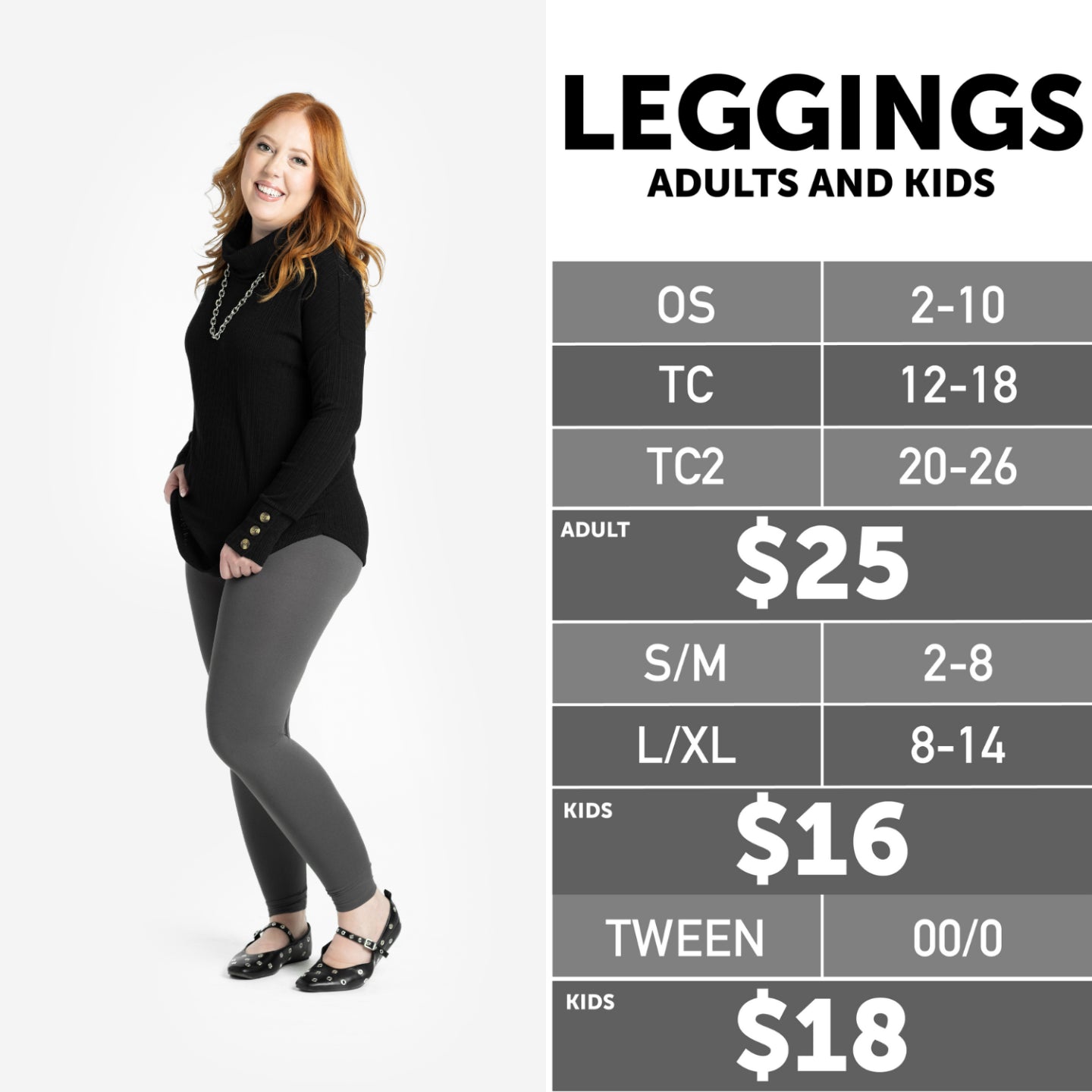 Essential Leggings Size Chart